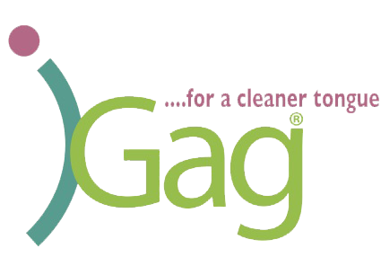 A green background with the word gag written in pink letters.