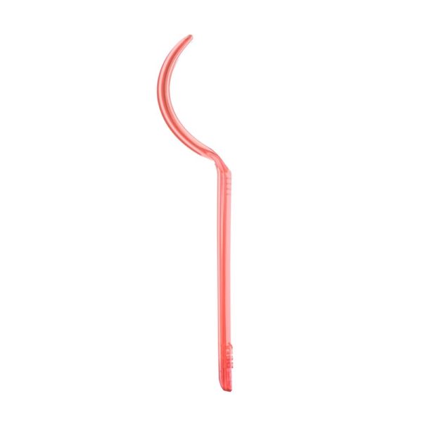 A red plastic bent pick with no handle.